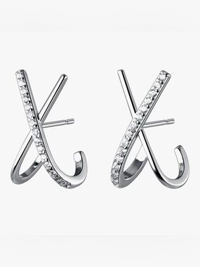 Kriss Kross 925 Sterling Silver & Cubic Zirconia Stud Earrings